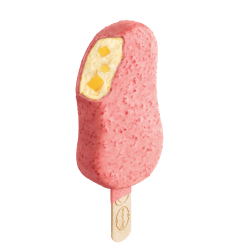 Haagen Dazs Mango and Cream stickbar with a bite taken out
