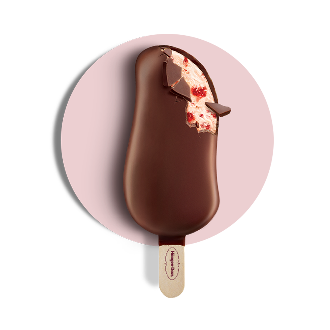 Haagen Dazs strawberries and cream stickbar with a bite taken out